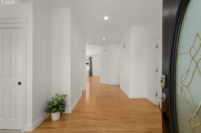 15708 SE Bybee Dr, Portland, OR 97236 - hall featuring light wood-type flooring and recessed lighting