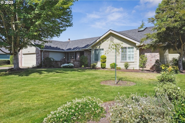 209 Mcnary Estates Dr N, Keizer, OR 97303 - ranch-style house featuring brick siding, a front lawn, and an attached garage