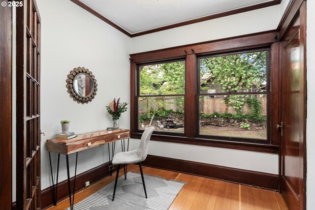2522 NE 50th Ave, Portland, OR 97213 - home office featuring healthy amount of natural light, crown molding, wood finished floors, and baseboards