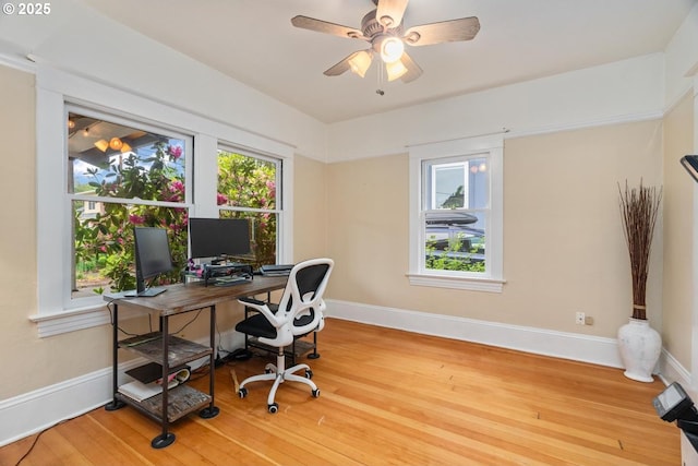 2522 NE 50th Ave, Portland, OR 97213 - office area with wood finished floors, baseboards, and a ceiling fan