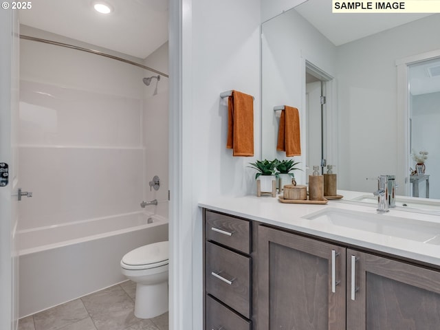 239 NW 29th Way, Battle Ground, WA 98604 - bathroom featuring toilet, shower / bath combination, and vanity
