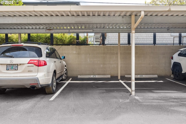 view of covered parking lot