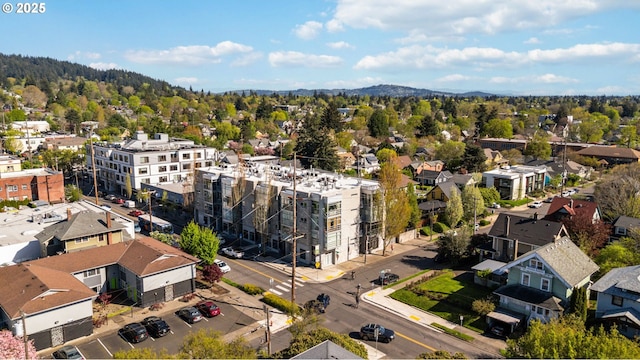 bird's eye view with a mountain view