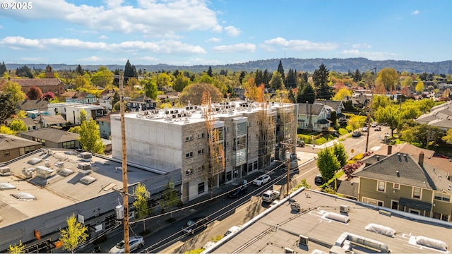 aerial view with a mountain view and a residential view