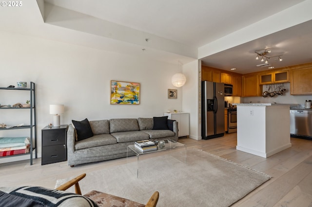 living area with light wood-style flooring