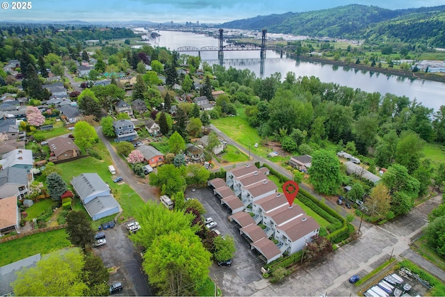 6708 N Richmond Ave, Portland, OR 97203 - birds eye view of property with a water view and a residential view