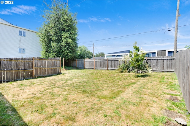 view of yard featuring a fenced backyard