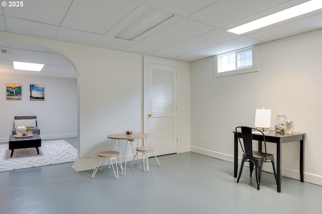 7327 N Washburne Ave, Portland, OR 97217 - office space featuring finished concrete flooring, baseboards, and arched walkways