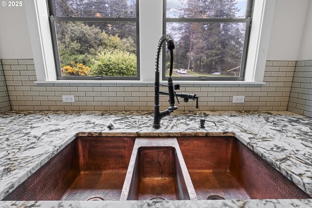39665 SE Rude Rd, Sandy, OR 97055 - kitchen view of a sink, backsplash, and light stone counters