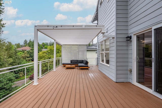 wooden deck with outdoor lounge area