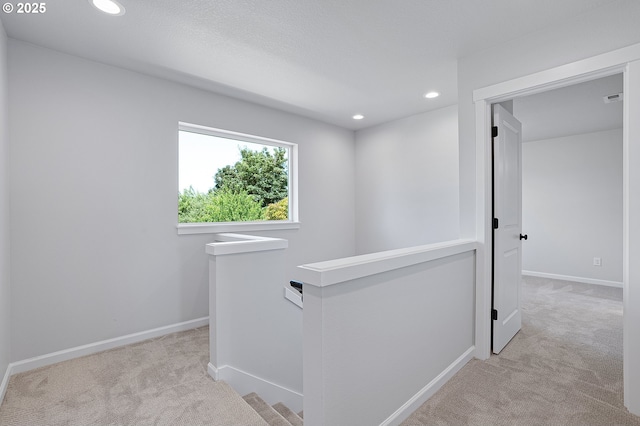 195 SE Acacia Dr, Gresham, OR 97080 - hallway with an upstairs landing, carpet floors, and recessed lighting