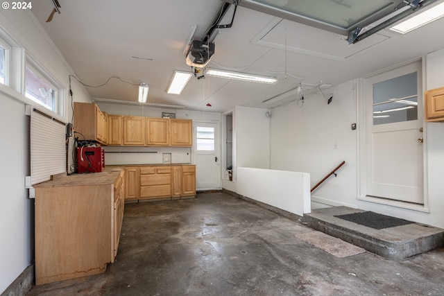 garage with a garage door opener