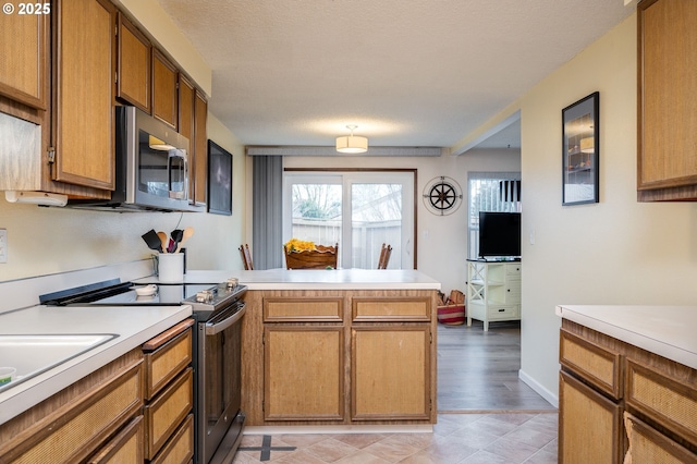 kitchen with kitchen peninsula and stainless steel appliances