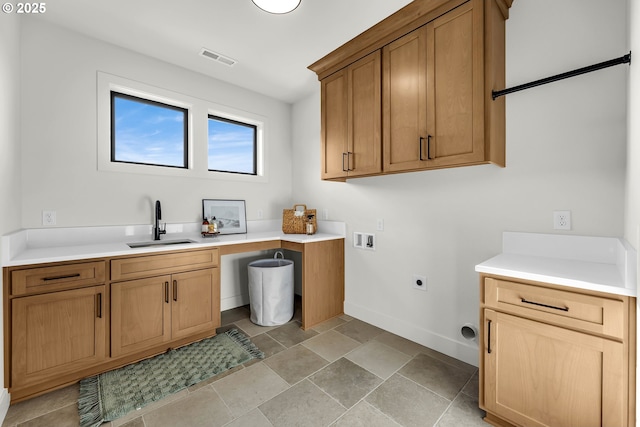 3800 W 2nd St, Washougal, WA 98671 - laundry room featuring hookup for a washing machine, cabinet space, electric dryer hookup, and light stone finish floors