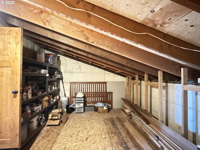 view of unfinished attic