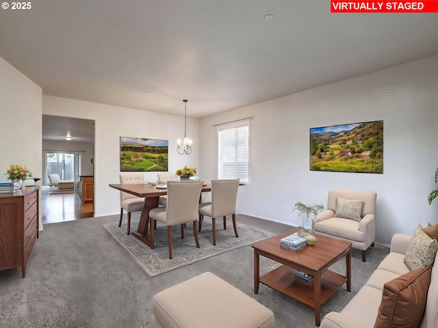 2532 Bryce Ave, Forest Grove, OR 97116 - dining space with carpet floors and a notable chandelier