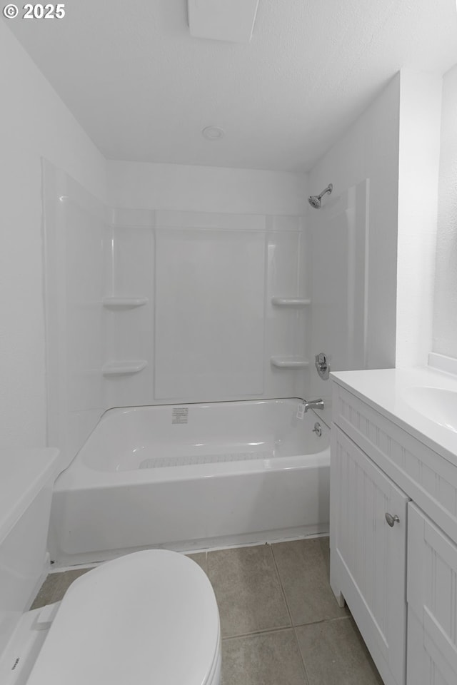 276 S 21st St, Reedsport, OR 97467 - full bathroom with toilet, tile patterned flooring, shower / washtub combination, vanity, and a textured ceiling