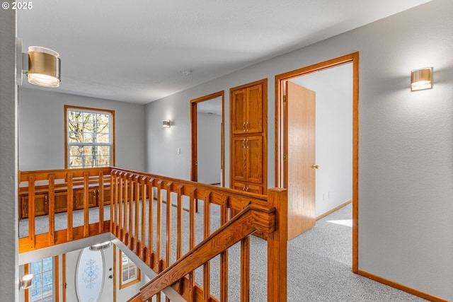 hallway featuring light carpet