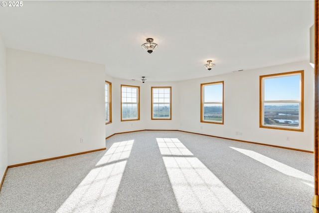 unfurnished room with light colored carpet