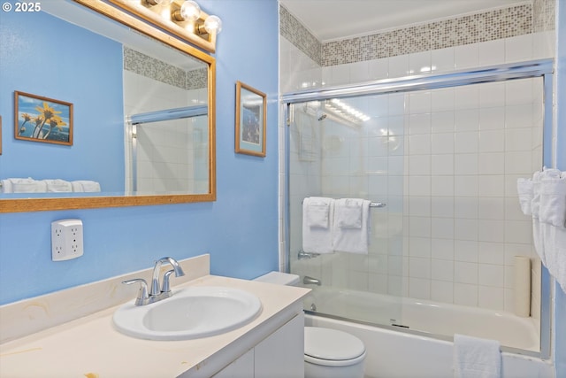 4229 SW Beach Ave Unit 27, Lincoln City, OR 97367 - bathroom with vanity, combined bath / shower with glass door, and toilet