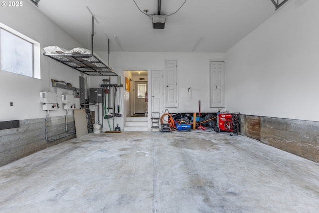 garage with a garage door opener