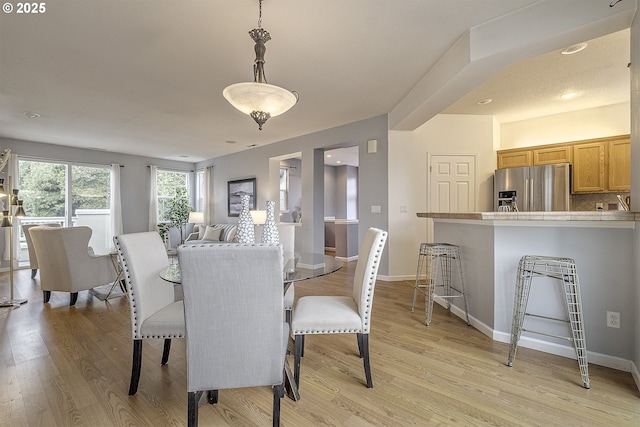 dining space featuring light hardwood / wood-style flooring