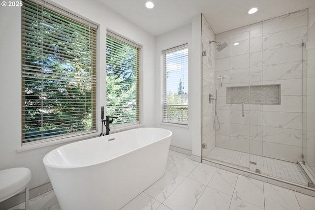 4604 NE 119th St, Vancouver, WA 98686 - full bath featuring a shower stall, recessed lighting, and marble finish floor