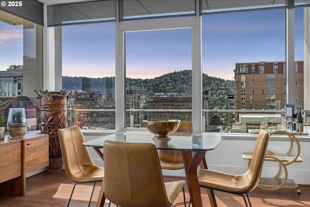 sunroom / solarium featuring a view of city and plenty of natural light