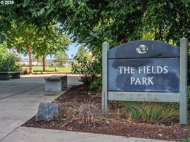 view of community sign