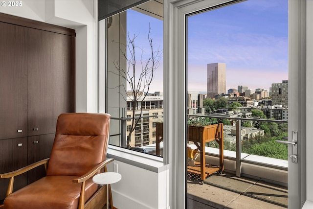 entryway with a view of city