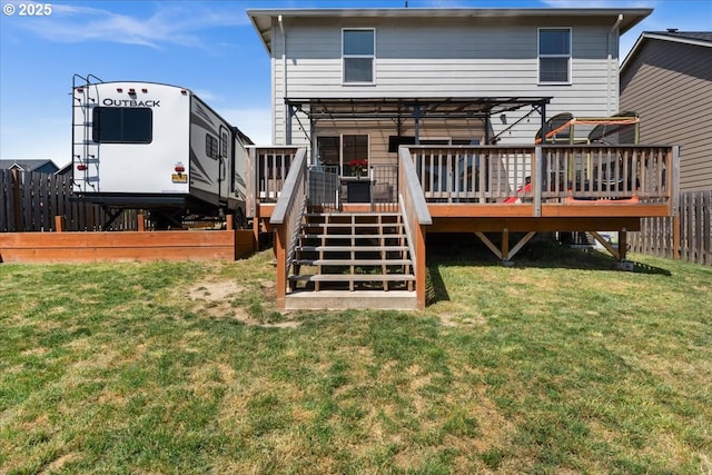 907 E 16th St, Lafayette, OR 97127 - back of house featuring a wooden deck, a pergola, and stairway