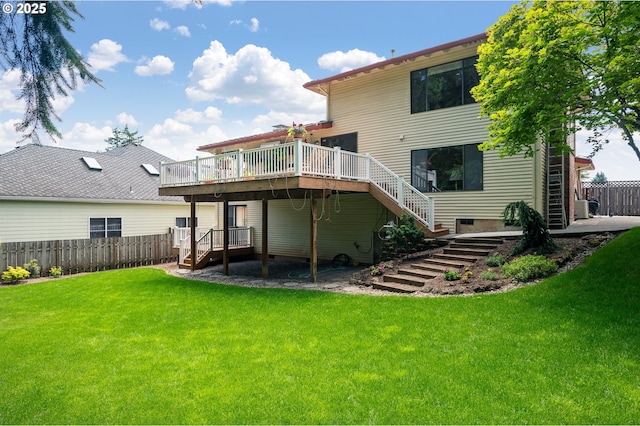 11560 SE 108th Ave, Happy Valley, OR 97086 - back of property featuring stairs, a wooden deck, and a fenced backyard