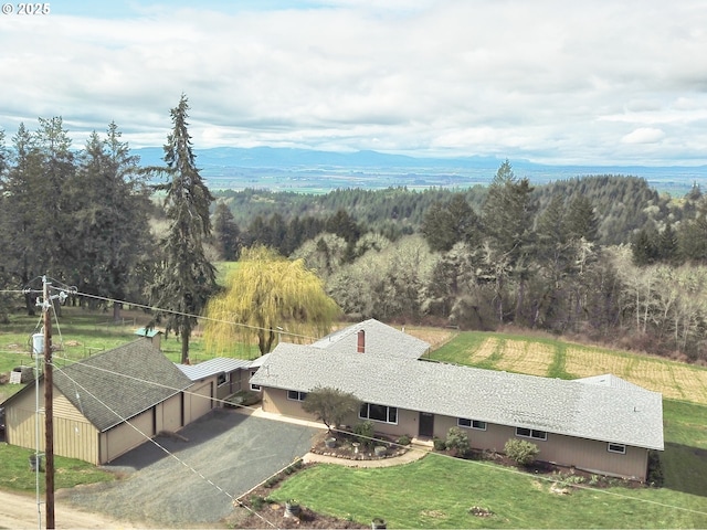 aerial view with a forest view