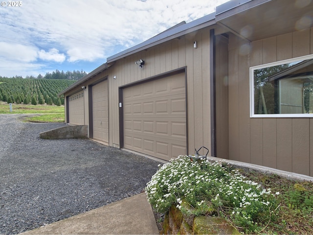 garage with a rural view