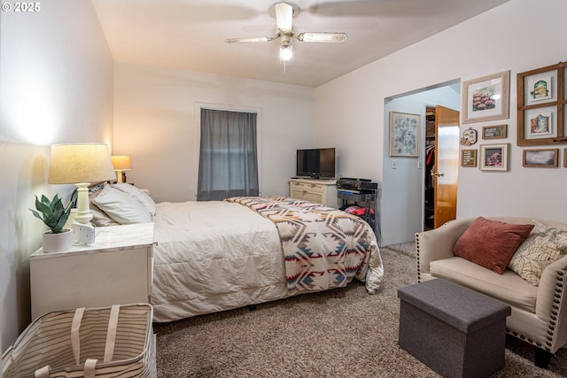 bedroom with carpet floors and ceiling fan