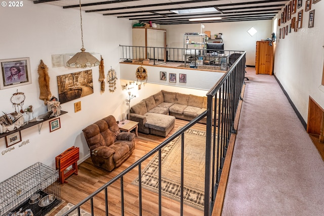 living room with hardwood / wood-style flooring