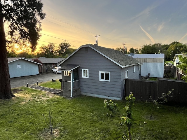 337 Clark St, Eugene, OR 97401 - back of property at dusk with a shingled roof