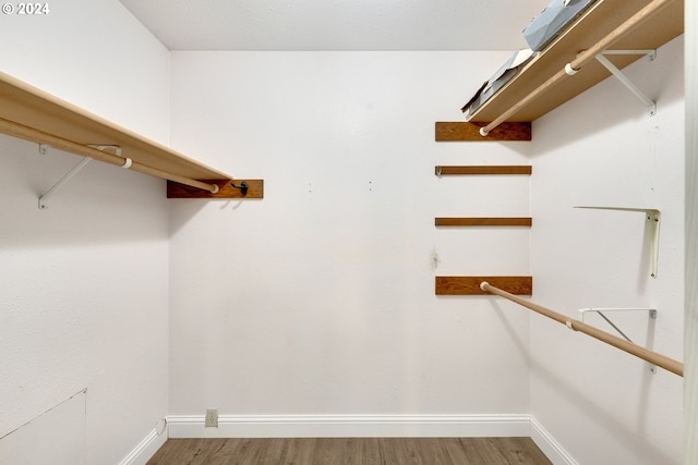 walk in closet with wood-type flooring