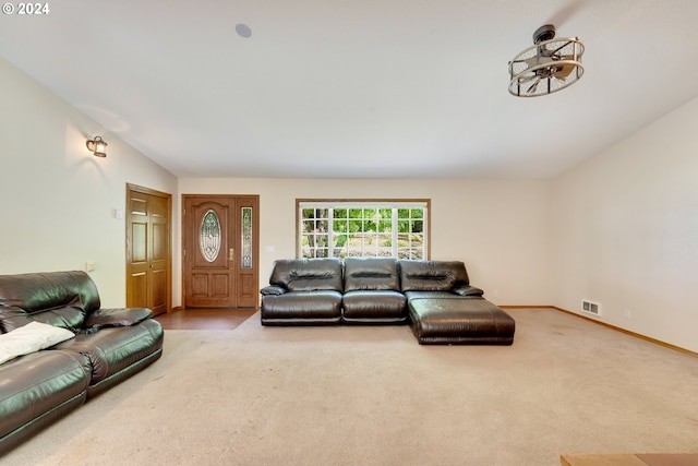 living room with carpet flooring