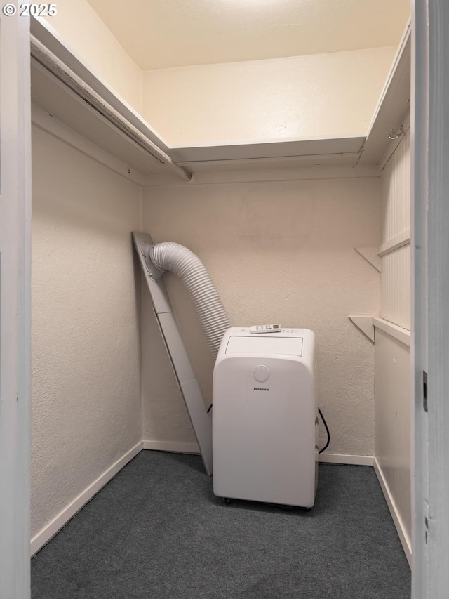 spacious closet with dark carpet