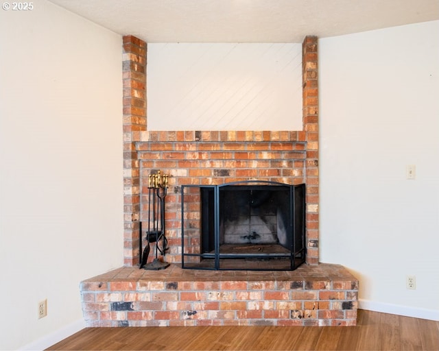 4631 Daisy St, Springfield, OR 97478 - detailed view of wood finished floors and a brick fireplace