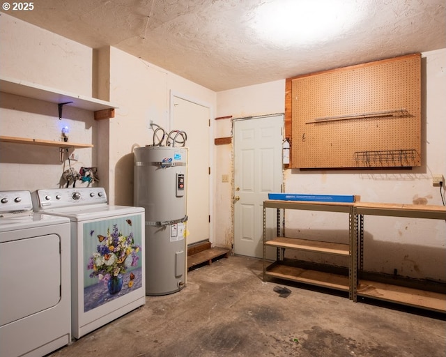 4631 Daisy St, Springfield, OR 97478 - below grade area featuring secured water heater, washer and clothes dryer, and a textured ceiling