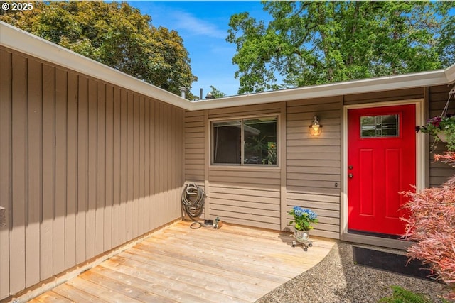 8740 SW Bomar Ct, Portland, OR 97223 - property entrance with a wooden deck