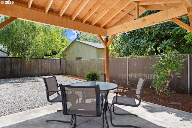 view of patio / terrace with outdoor dining area and a fenced backyard