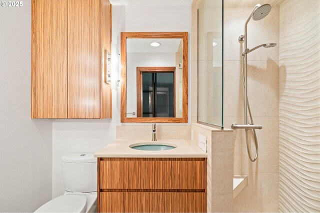 16448 NW Mcnamee Rd, Portland, OR 97231 - bathroom featuring a walk in shower, vanity, and toilet