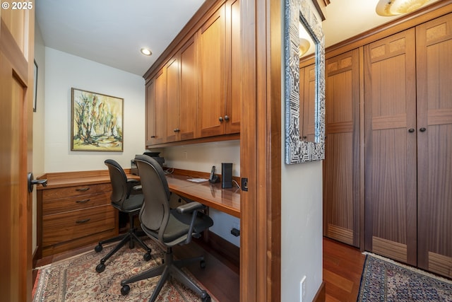 1 3rd St Unit 501, Astoria, OR 97103 - office area featuring built in study area, wood finished floors, and recessed lighting