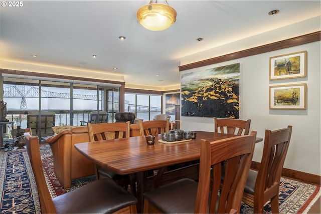 1 3rd St Unit 501, Astoria, OR 97103 - dining area with wood finished floors, recessed lighting, and baseboards