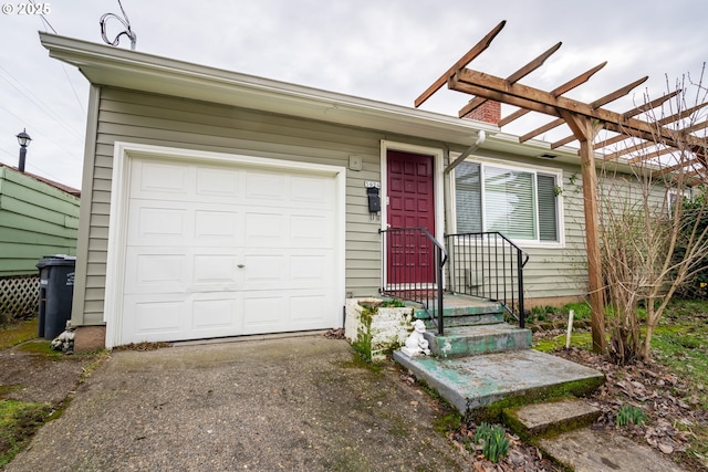 view of front of home with a pergola