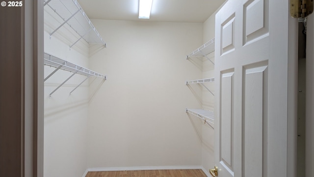 spacious closet with wood finished floors