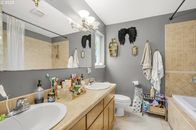 731 SE Forest Glen Rd, Estacada, OR 97023 - full bath featuring toilet, double vanity, and a chandelier
